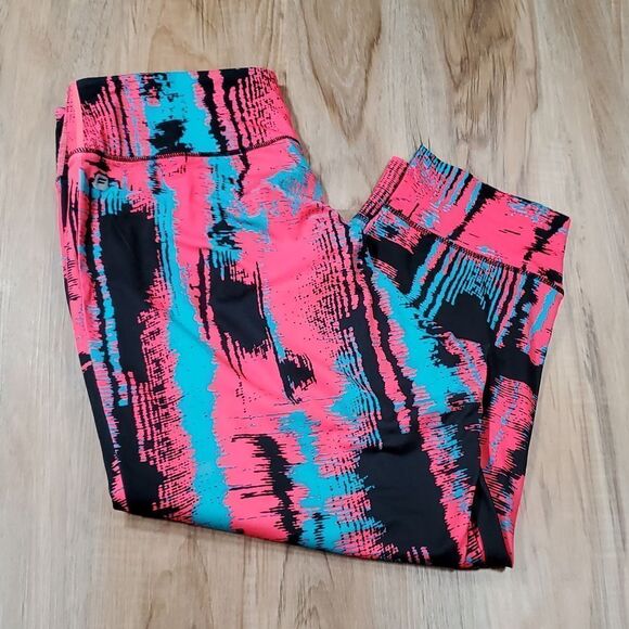 🔺️Fabletics Red, Black, & Turquoise Heatwave Slouch Fit Athletic Pants XLarge - Picture 2 of 10